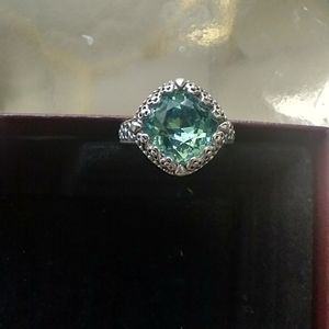 Green Amethyst and Sterling Silver Ring